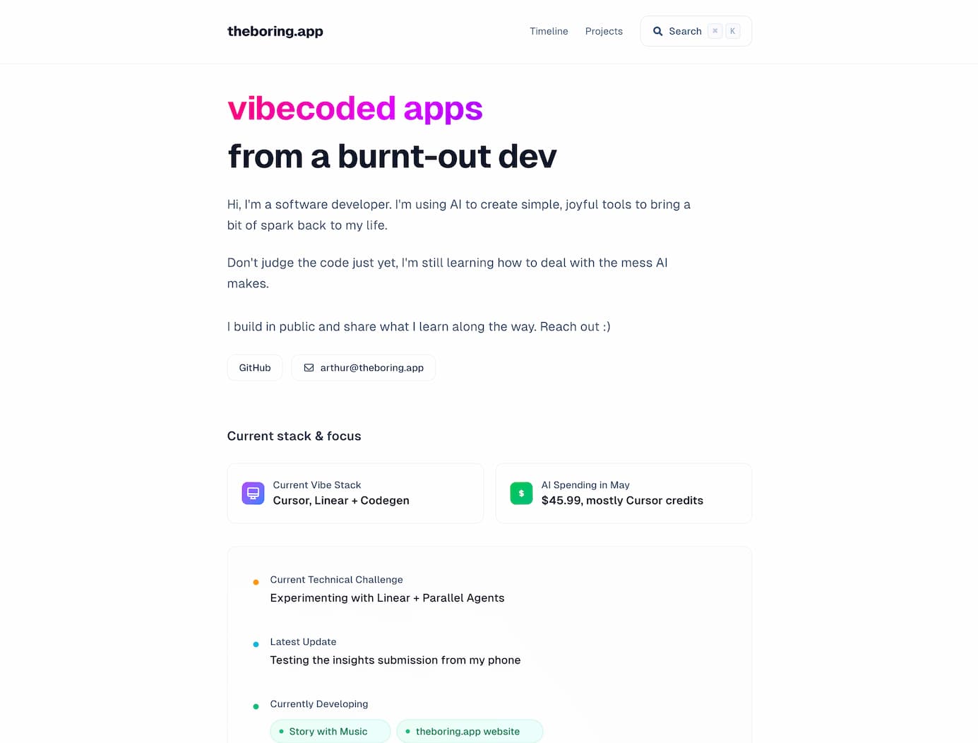 theboring.app website screenshot
